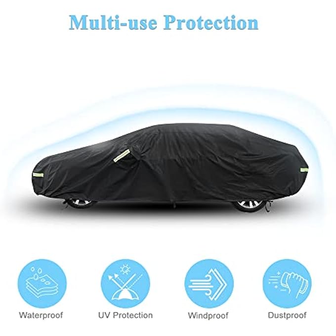 Morhept Car Cover Custom Fit for Toyota Corolla, Waterproof All Weather Full Exterior Cover Rain Snow UV Protection Cover with Door Zipper - Image 3