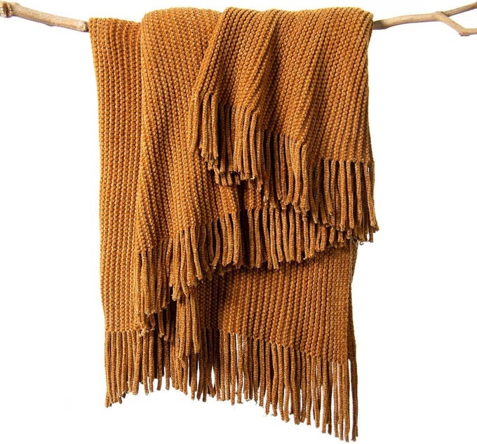 THROW BLANKET FOR COUCH SOFT BOHO DECOR BED THROWCOZY BROWN KNITTED CHENILLE SMALL KNIT FARMHOUSE LIGHTWEIGHT THROW FOR SPRINGGOLDEN50 60