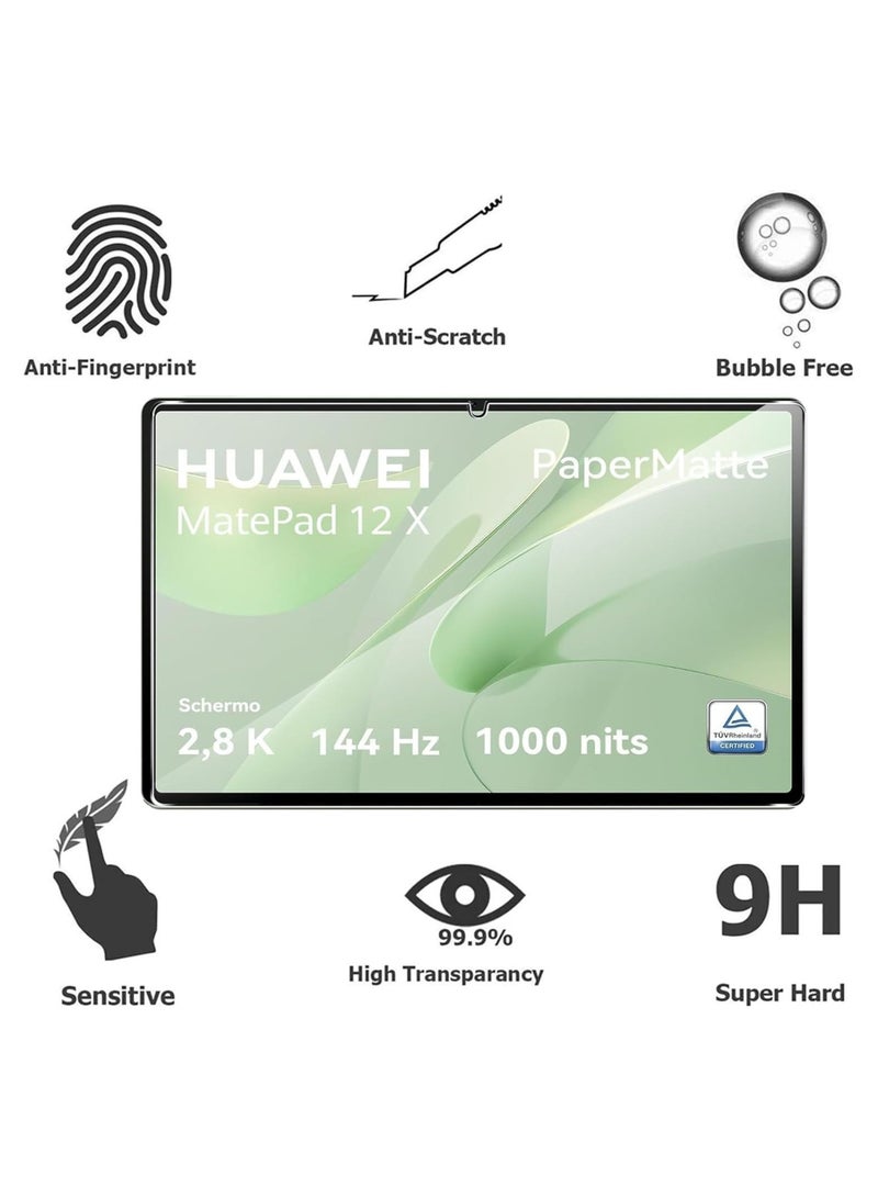 Screen Protector Compatible with Huawei MatePad 12 X 12 inch 2024, 【2 Pack】 Scratch-resistant Anti-fingerprint High Sensitivity 9H Hardness Tempered Glass for Huawei MatePad 12X - Image 2