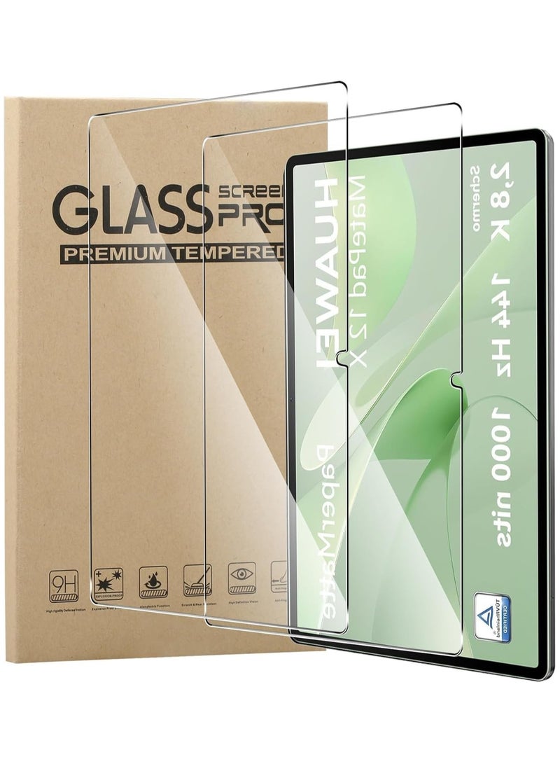 Screen Protector Compatible with Huawei MatePad 12 X 12 inch 2024, 【2 Pack】 Scratch-resistant Anti-fingerprint High Sensitivity 9H Hardness Tempered Glass for Huawei MatePad 12X - Image 1