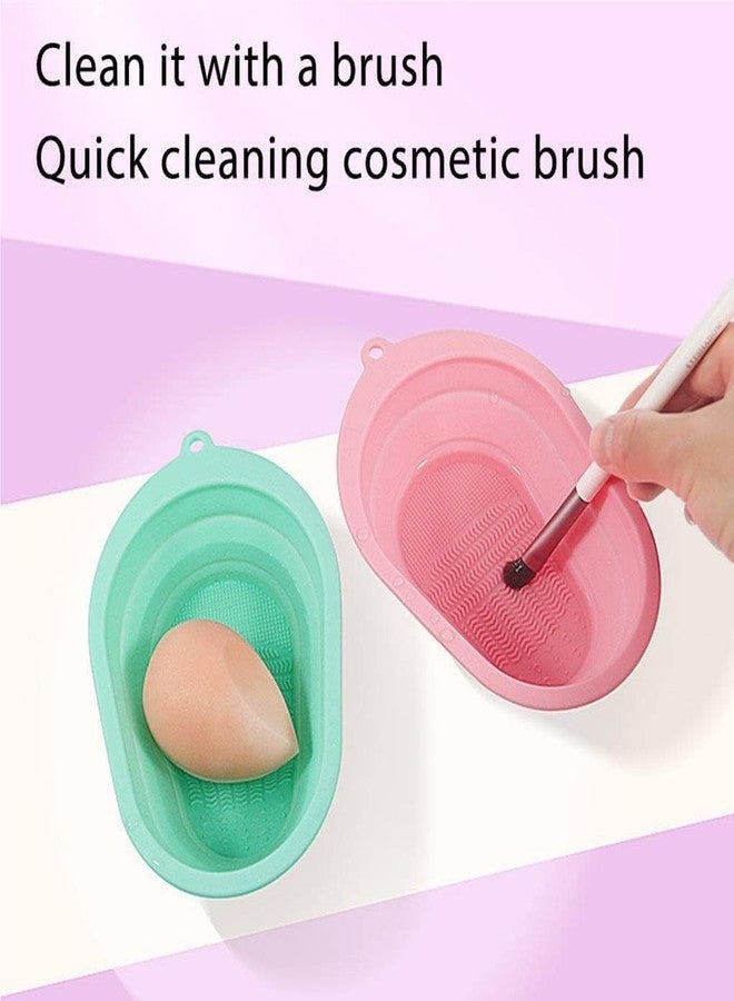 COSLUXE Makeup Brush Cleaning Mat Bowl, Soft and Durable Silicone Cosmetic Cleaner Pad, Foldable Portable Washing Tool Scrubber with 4 Textures - Multicolour Pack Of 1 - Image 5