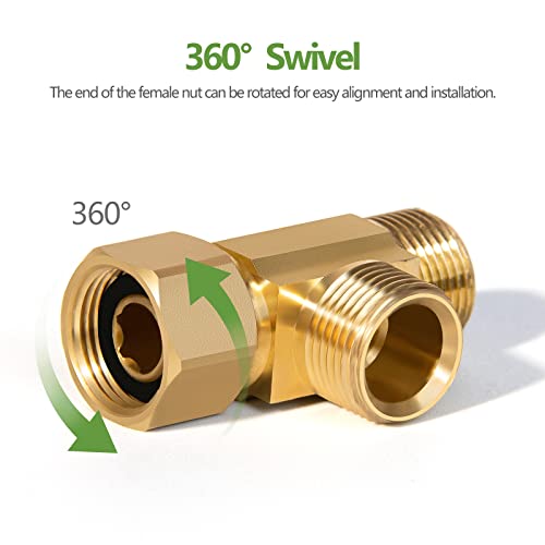 Litorange Brass Angle Stop Add-A-Tee Valve - 3/8" Compression Inlet by 3/8" & 1/4" OD Compression Outlets - Image 5