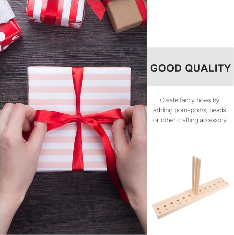 EXCEART Extended Wooden Bow Maker for Ribbon, Wreaths, Christmas, New Year Decorations, Corsages, Holiday Wreaths; Wooden, Adjustable, 15 Holes, 3 Dowel Rods, 12.79 x 2.24 Inches - Image 3