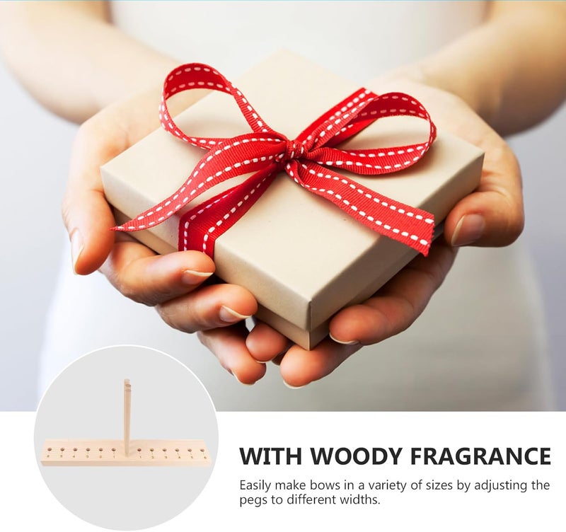 EXCEART Extended Wooden Bow Maker for Ribbon, Wreaths, Christmas, New Year Decorations, Corsages, Holiday Wreaths; Wooden, Adjustable, 15 Holes, 3 Dowel Rods, 12.79 x 2.24 Inches - Image 4