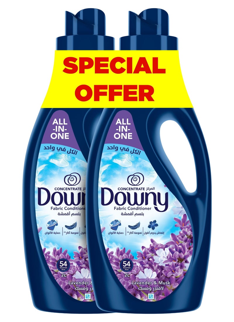 Downy Lavender And Musk Fabric Conditioner Concentrate Softener With Colour Portection 2 x 2L - Image 1