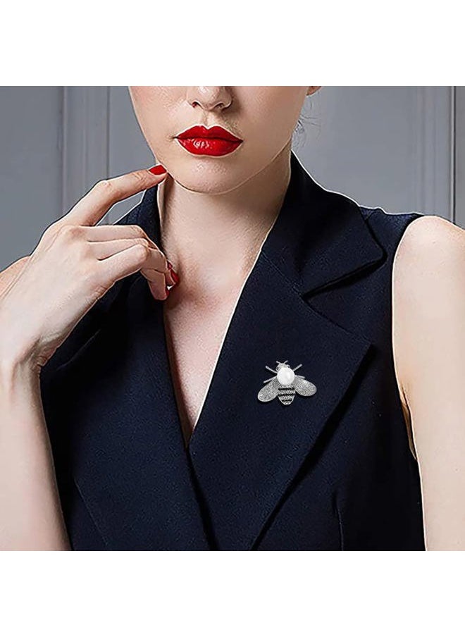Gleamart - Honey Bee Brooch Pin Rhinestone Insect Animal Brooches for Girl Women Silver - Image 1
