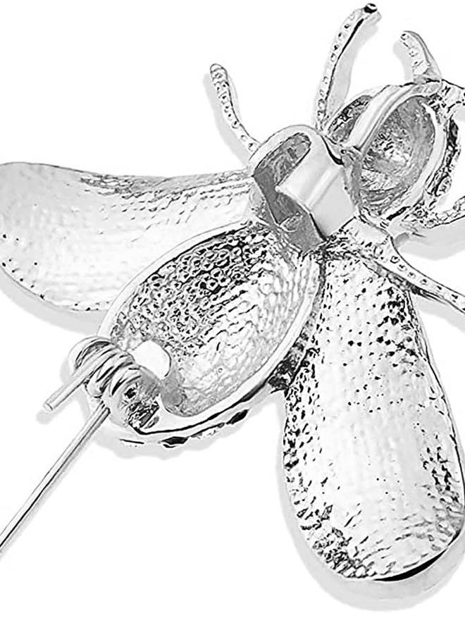 Gleamart - Honey Bee Brooch Pin Rhinestone Insect Animal Brooches for Girl Women Silver - Image 1