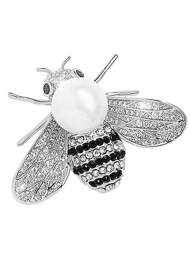 Gleamart - Honey Bee Brooch Pin Rhinestone Insect Animal Brooches for Girl Women Silver - Image 1