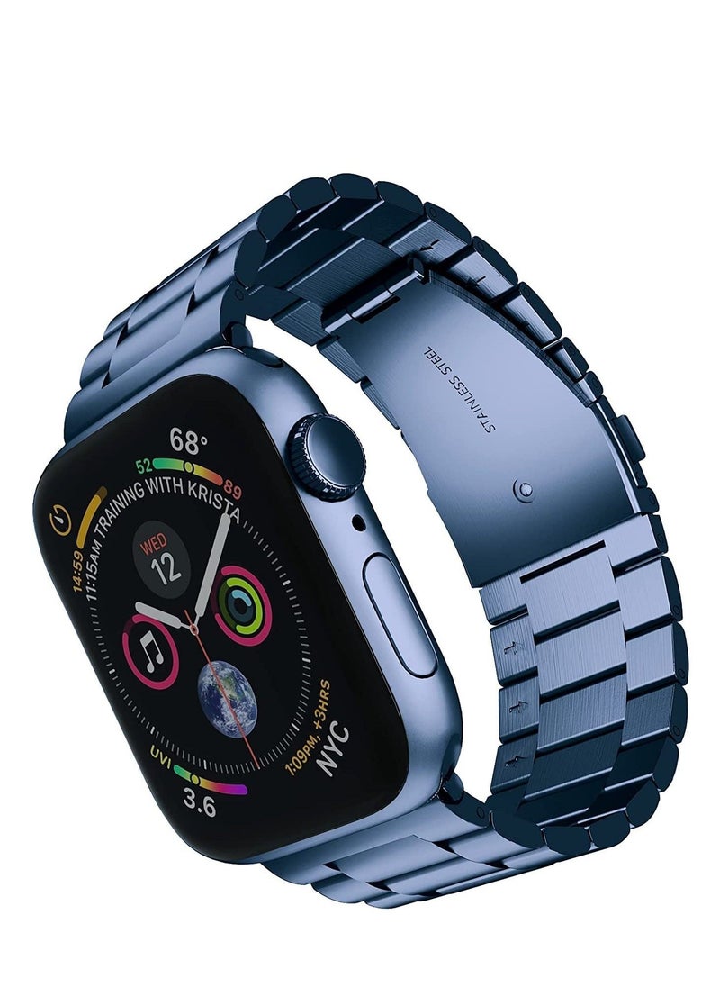 49mm 45mm 44mm 42mm Watch Strap for Apple Watch, Compatible with iwatch Strap Series Ultra 8/7/6/SE/5/4/3/2/1, Stainless Steel Replacement Sport Band Metal Adjustable Wristband Belt, Blue - Image 1