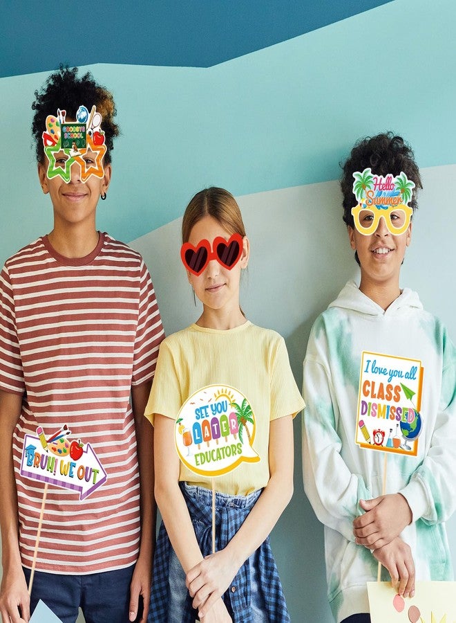 PTFNY School's Out for Summer Photo Props Last Day of School Decorations Peace Out School Hello Summer Photo Booth Props Goodbye School Hello Pool Summer Vacation Party Decoration Supplies 35 Pieces - Image 5