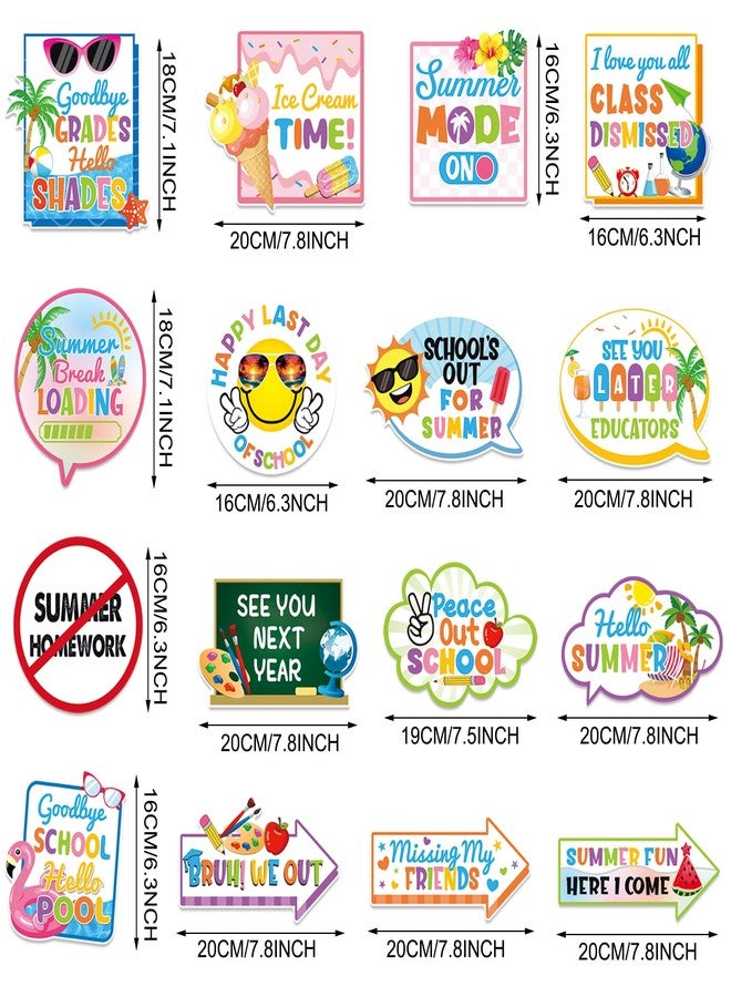 PTFNY School's Out for Summer Photo Props Last Day of School Decorations Peace Out School Hello Summer Photo Booth Props Goodbye School Hello Pool Summer Vacation Party Decoration Supplies 35 Pieces - Image 2