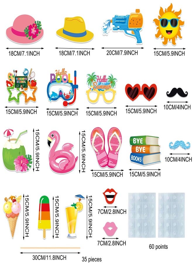 PTFNY School's Out for Summer Photo Props Last Day of School Decorations Peace Out School Hello Summer Photo Booth Props Goodbye School Hello Pool Summer Vacation Party Decoration Supplies 35 Pieces - Image 3