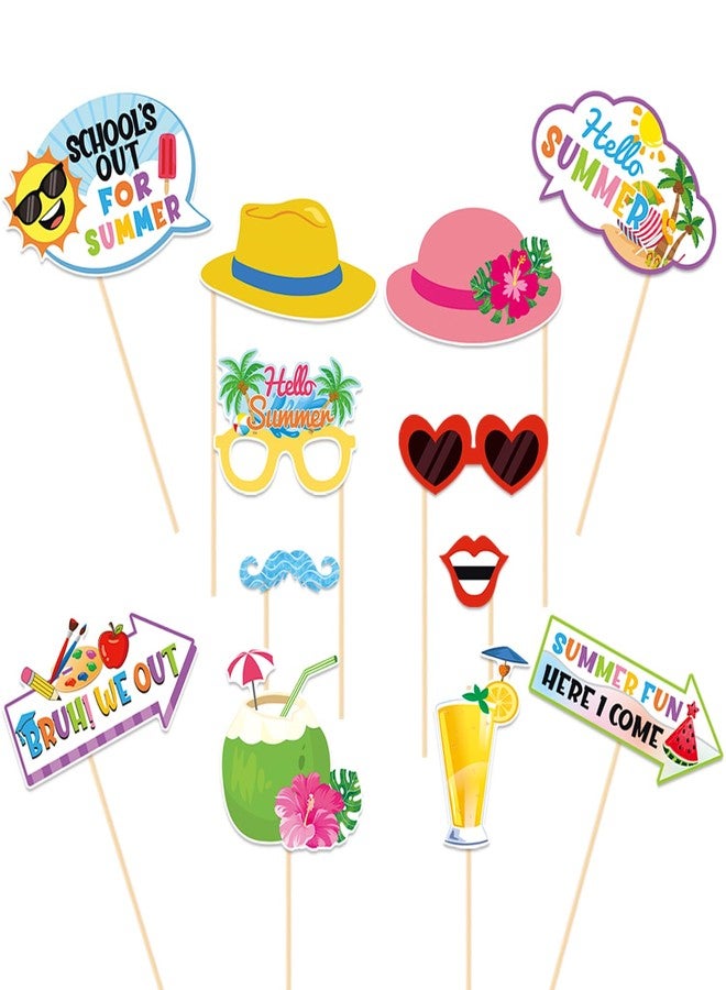 PTFNY School's Out for Summer Photo Props Last Day of School Decorations Peace Out School Hello Summer Photo Booth Props Goodbye School Hello Pool Summer Vacation Party Decoration Supplies 35 Pieces - Image 4