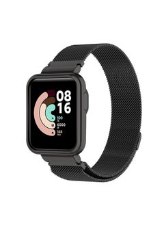 Metal Straps Compatible with Mi Smart Watch Lite/Redmi Band Milanese Magnetic Stainless Steel Mesh Bracelet Loop Wrist Band Strap for Women Men (Black)