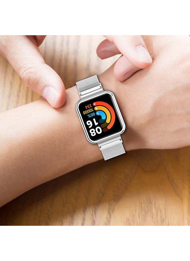 O Ozone - Metal Straps Compatible with Mi Smart Watch Lite/Redmi Band Milanese Magnetic Stainless Steel Mesh Bracelet Loop Wrist Band Strap for Women Men (Black) - Image 1