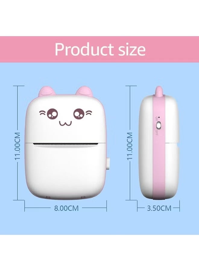 Portable Printer, Mini Pocket Printer Wireless Bluetooth Thermal Printer with Thermal Printing Paper USB Cable for Note Photo Web Document Printing Label Receipt Study Home Office, Pink - Image 4
