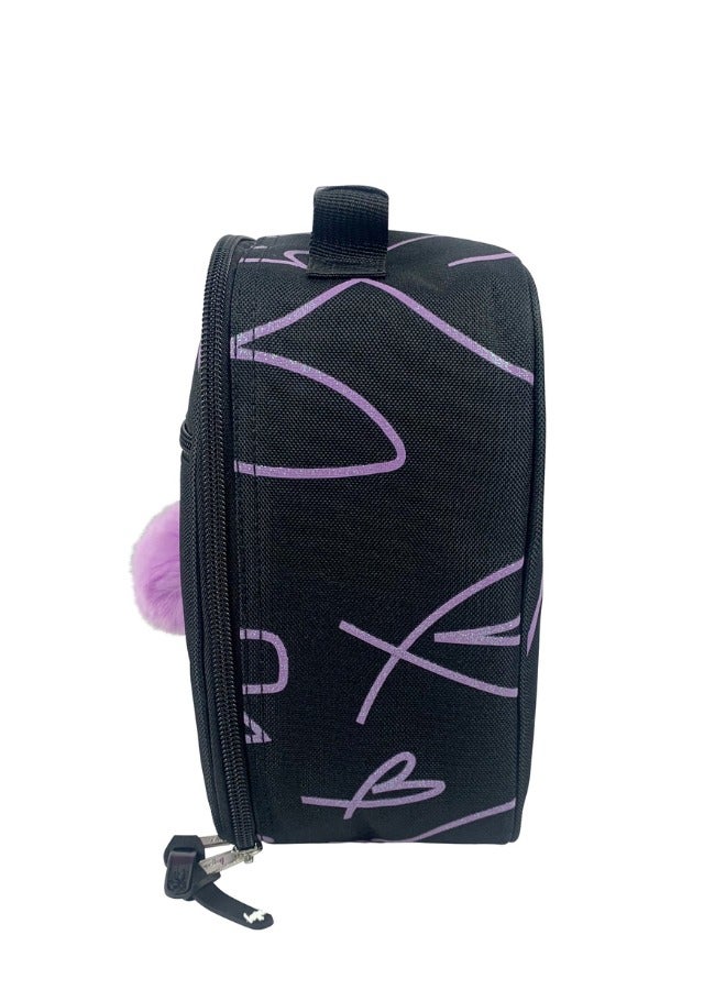JUST HYPE Insulated Lunch Bag - Purple Glitter Scribble Heart - Image 3