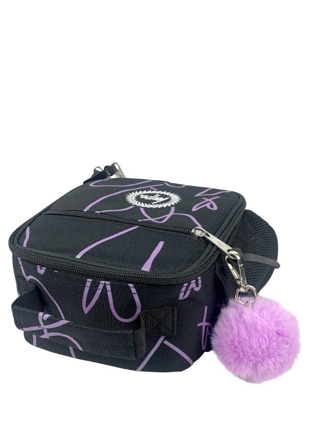 JUST HYPE Insulated Lunch Bag - Purple Glitter Scribble Heart - Image 5