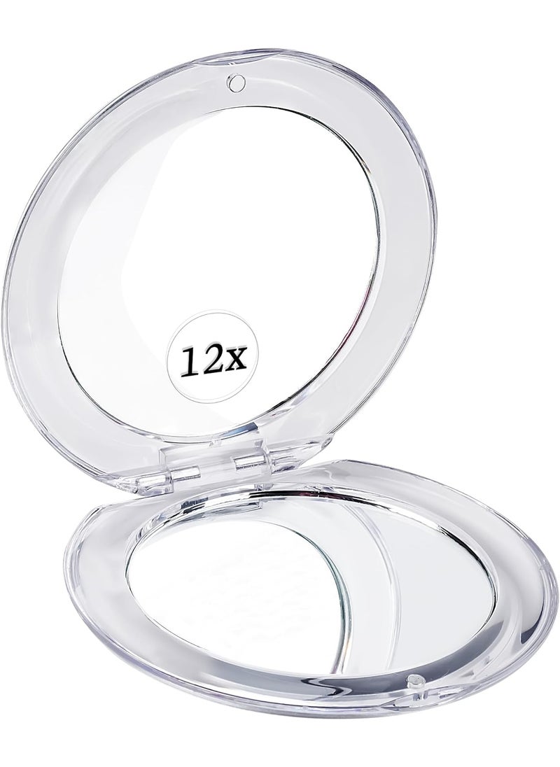 Mirrorvana MIRRORVANA Small 12X Magnifying Travel Makeup Mirror, Dual-Sided 12X/1X, Foldable and Lightweight, Portable Compact Mirror Design - Ideal for Handbag, Purse, or Pocket Use - 3.3" Diameter 
