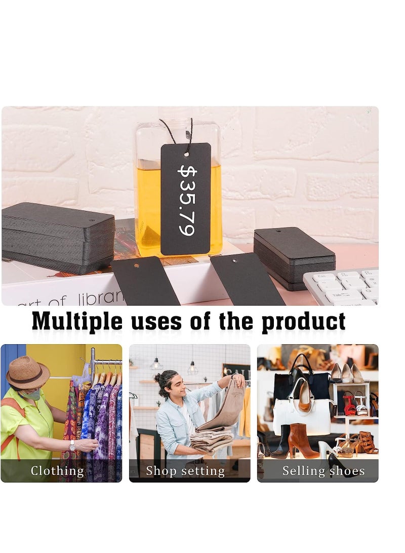SYOSI 300 Set Black Price Tags with Elastic String and Safety Pins Custom Clothing Tags Black Kraft Paper Hang Tags String Product Tags for Clothes Crafts Display (1.57" x 3.54") - Image 4
