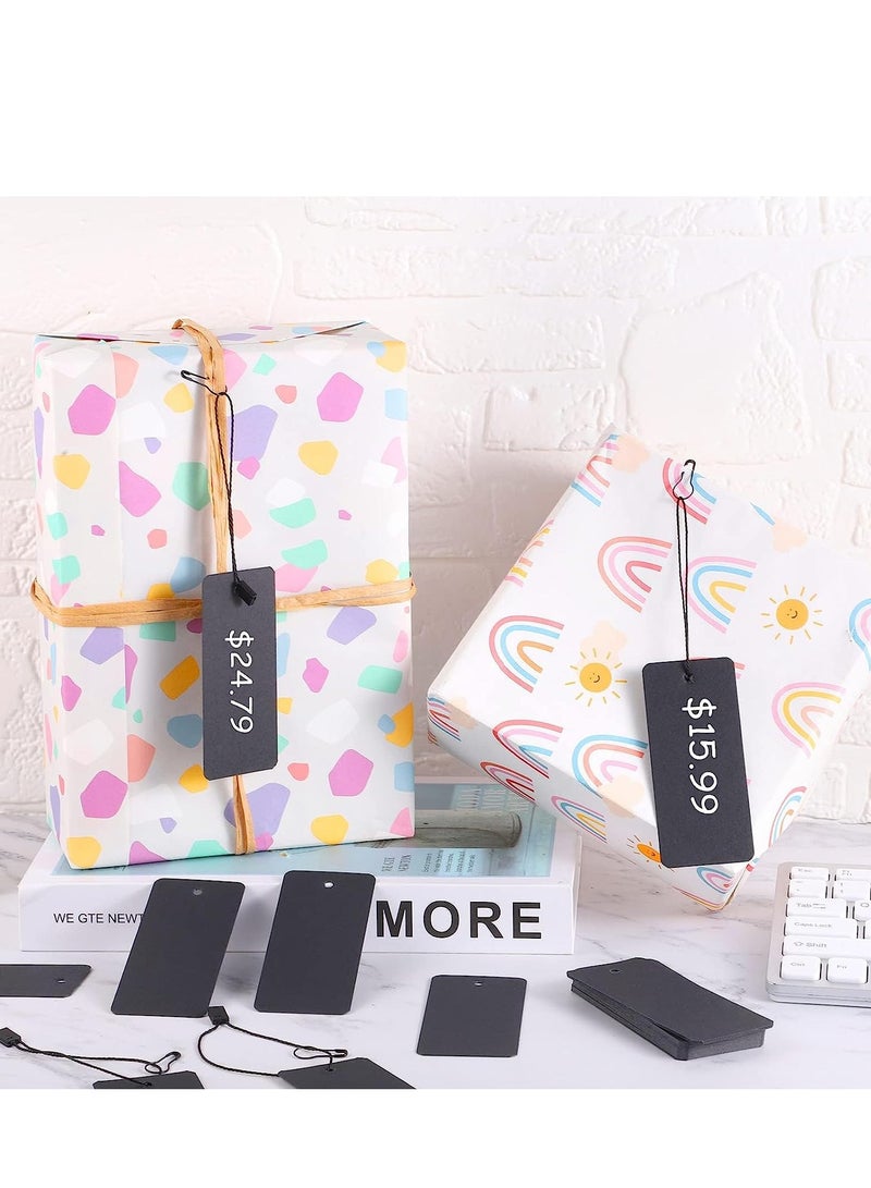 SYOSI 300 Set Black Price Tags with Elastic String and Safety Pins Custom Clothing Tags Black Kraft Paper Hang Tags String Product Tags for Clothes Crafts Display (1.57" x 3.54") - Image 5