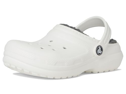 Crocs Kids Classic Lined Clogs for Toddlers - Synthetic Upper & Lining - Synthetic Outsole & Insole White/Grey 9 Toddler M - Image 1