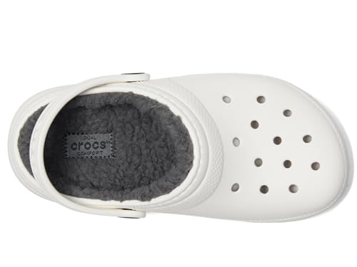 Crocs Kids Classic Lined Clogs for Toddlers - Synthetic Upper & Lining - Synthetic Outsole & Insole White/Grey 9 Toddler M - Image 2