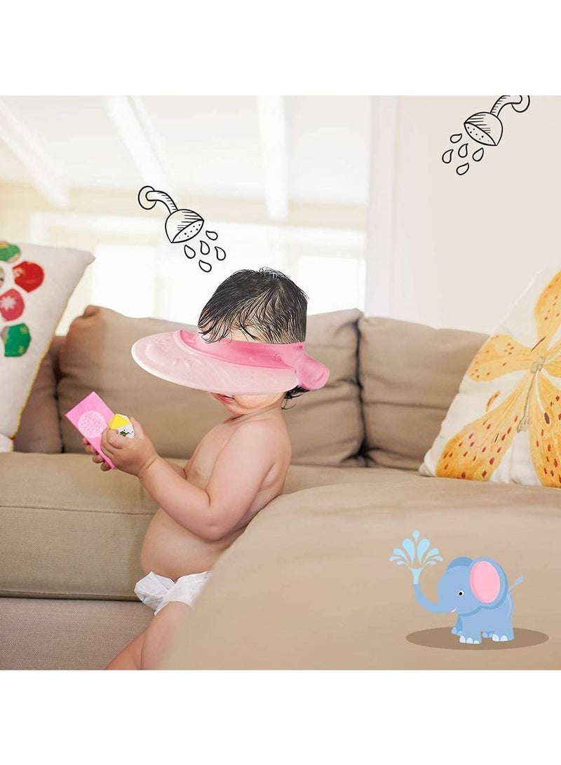 Excefore Baby Shower Cap, Baby Bath Visor Adjustable Hair Washing Aids for Kids Adult Shampoo Shield Pink for Girls Toddler Shower Hat Silicone Large Waterproof - Image 3