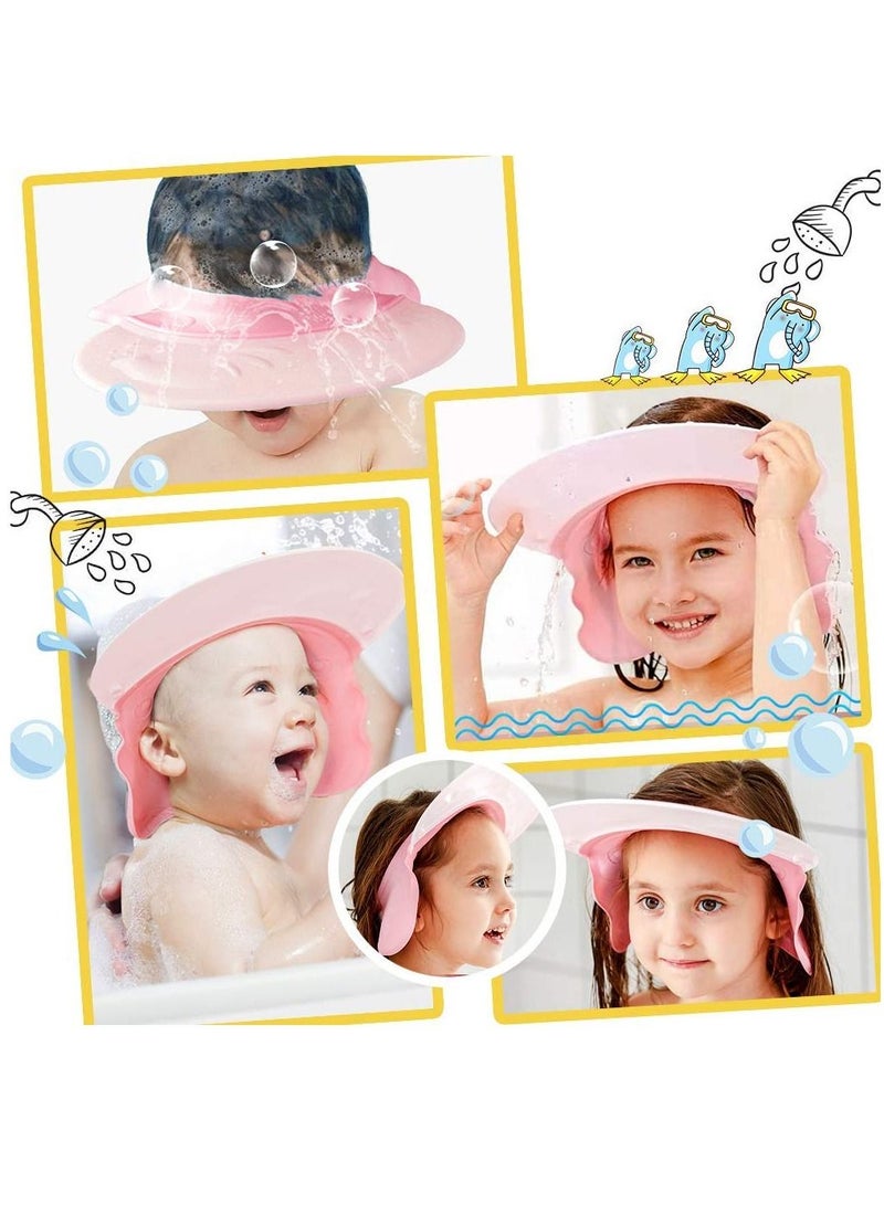 Excefore Baby Shower Cap, Baby Bath Visor Adjustable Hair Washing Aids for Kids Adult Shampoo Shield Pink for Girls Toddler Shower Hat Silicone Large Waterproof - Image 5
