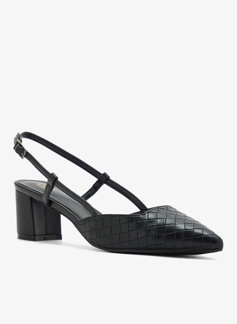 ايلا حذاء بكعب عريض مدبب منسوج بحزام خلفي - Image 2