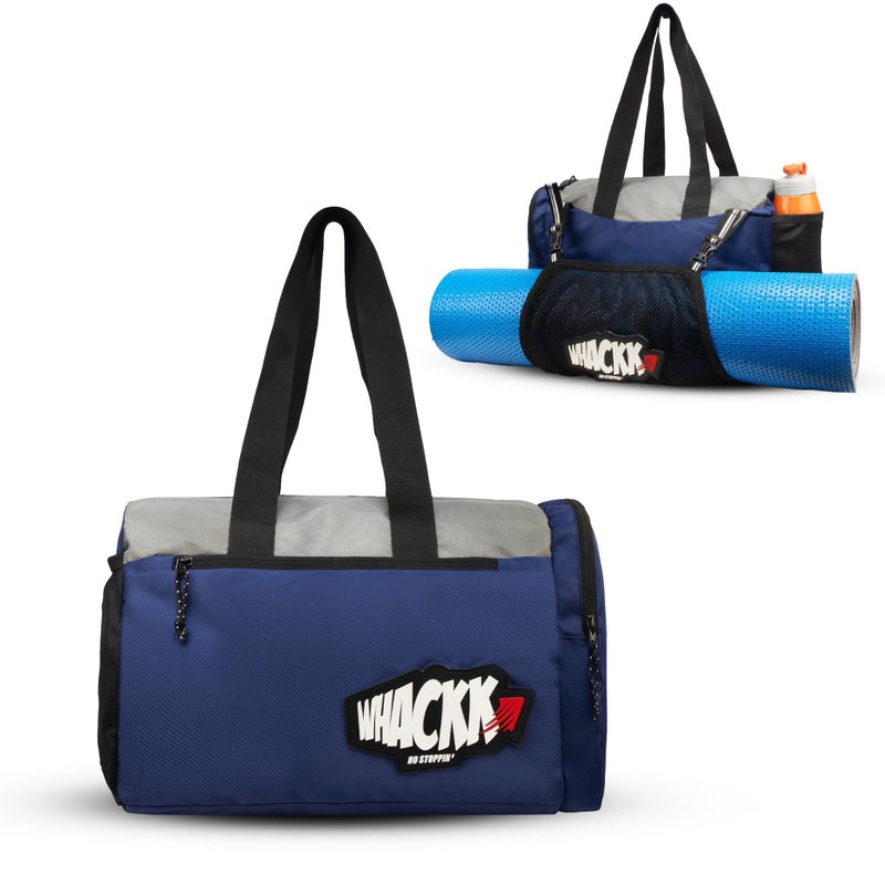 WHACKK Unisex Yoga Aerobics Gym Mat Bags Air Ventilated Pocket for Shoes, Front & Top Open, Carry Way with 3-Way Options i.e. Backpack, Holdable or with a Loop (Navy Grey) - Image 5