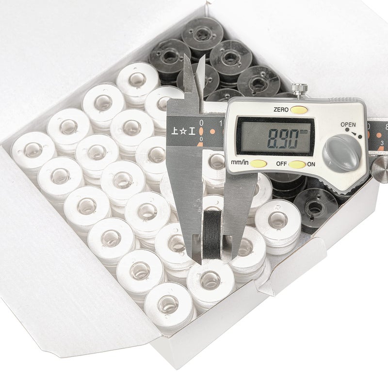 New brothread 144pcs Type L Size (SA155)(96White+48Black) Prewound Bobbin Thread Plastic Side for Commercial & Home Embroidery and Sewing Machine-90 weight Cottonized Soft Feel Polyester Sewing Thread - Image 5