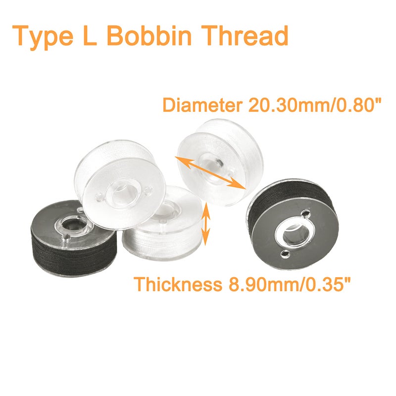 New brothread 144pcs Type L Size (SA155)(96White+48Black) Prewound Bobbin Thread Plastic Side for Commercial & Home Embroidery and Sewing Machine-90 weight Cottonized Soft Feel Polyester Sewing Thread - Image 4