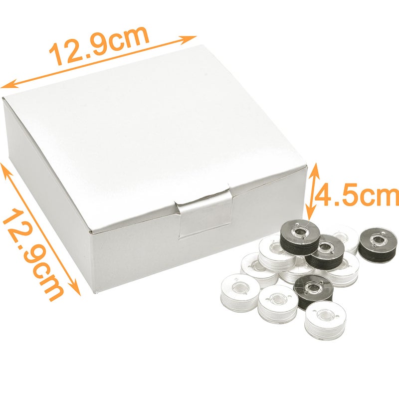 New brothread 144pcs Type L Size (SA155)(96White+48Black) Prewound Bobbin Thread Plastic Side for Commercial & Home Embroidery and Sewing Machine-90 weight Cottonized Soft Feel Polyester Sewing Thread - Image 3