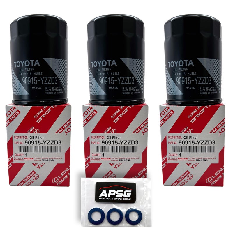 APSG Genuine Oil Filter 90915-YZZD3 with APSG Drain Plug Washers | 3 PACK | Compatible with Toyota/Lexus vehicles - Image 5