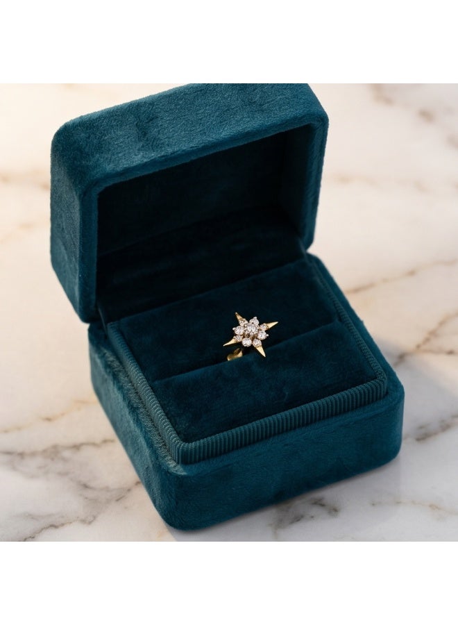 Bafleh Jewellery Starburst Diamond Nose Pin in 18K Yellow Gold with Multi Stone Cluster Setting - Image 4
