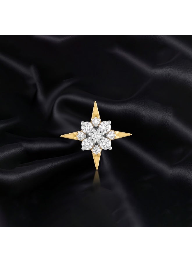 Bafleh Jewellery Starburst Diamond Nose Pin in 18K Yellow Gold with Multi Stone Cluster Setting - Image 2