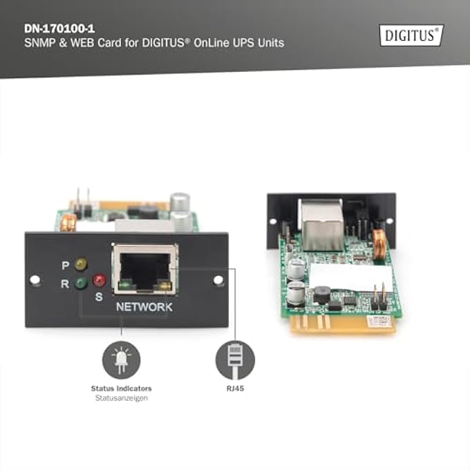 SNMP AND WEB CARD - FOR ONLINE UPS SYSTEMS DN-170XXX - REMOTE ACCESS AND MONITORING OF UNINTERRUPTIBLE POWER SUPPLIES - EMAIL ALERTS - 1X RJ45 PORT - Image 2
