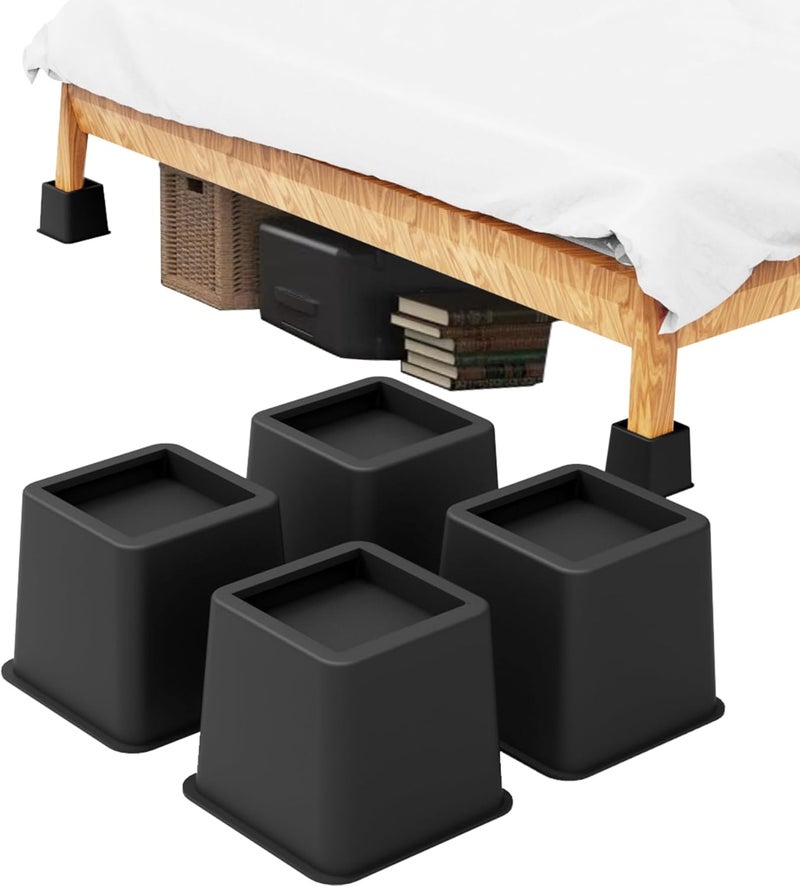 Demiwise 3-Inch Heavy Duty Bed Risers - Set of 4 Square Furniture Lifts Risers for Couch, Chair, Desk & Sofa, Supports Up to 1,300 lbs - Image 1