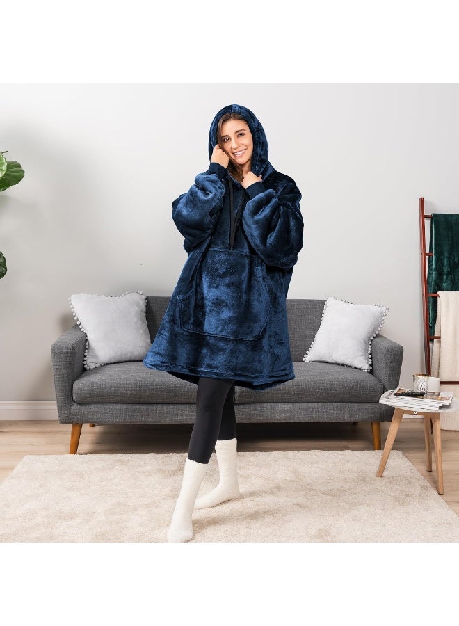 PAVILIA PAVILIA Blanket Hoodie for Women, Sherpa Wearable Blanket Men, Cozy Oversized Sweatshirt Blanket, Hooded Blanket Sweater  - Image 4