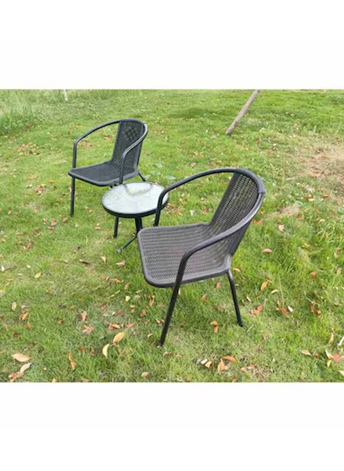 DubaiGallery Garden Patio Seating Chair and Table Set Outdoor Balcony Garden Coffee Table Set Furniture with 1 Table and 2 Chairs Set  - Image 3