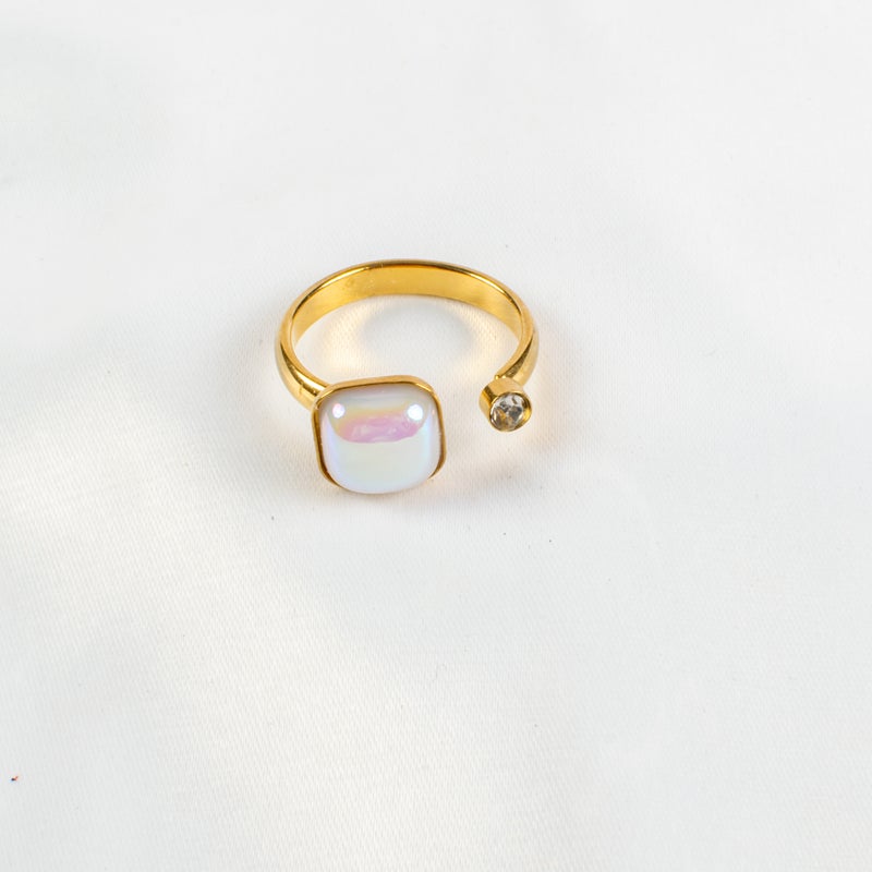 Golden Zirconic Stainless Steel Ring Size 19 - Image 2