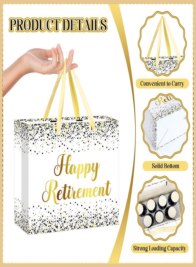Woosytoo Retirement Gift Bag for Men Women, White Gold Happy Retirement Gift Bag with Card and Tissue Paper for Office Coworker Going Away Farewell Party Gifts Wrapping Supplies - Image 4