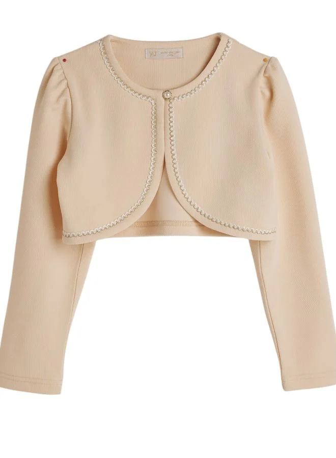 victor and jane Girls Stitch Detail Crop Cardigan