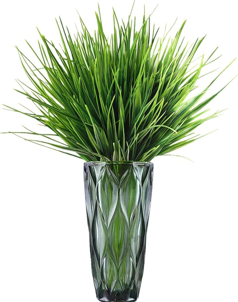 LOVENIMEN Artificial Grass Plants Outdoor UV resistant Faux Plastic Wheat Grass Fake Leaves Shrubs Wholesale Greenery Bushes Indoor Outside Home Garden Light Green Verandah Office Windowsill Décor - 8 Pcs - Image 2