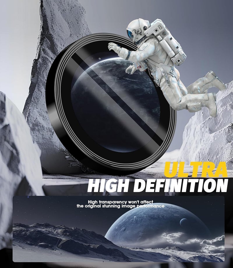 Orzero (3 Sets) Camera Lens Protector Compatible for iPhone 17 Pro/17 Pro Max/16 Pro/16 Pro Max/15 Pro/15 Pro Max/14 Pro/14 Pro Max, Protector de Cámera One-Step Installation Tray Individual Metal Ring Glass - Black - Image 5