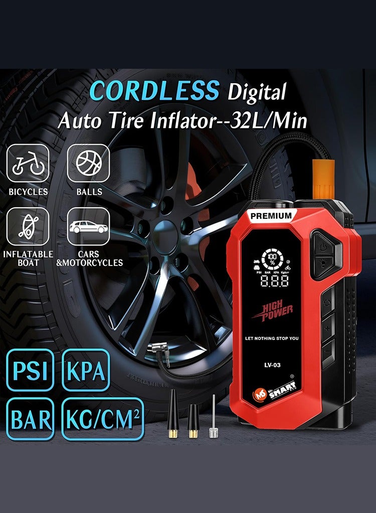 مستر سمارت مشغل بطارية السيارة LV-03، 12 فولت، 10000 مللي أمبير/ساعة، بنك طاقة محمول 4 في 1 مع إضاءة LED - Image 3