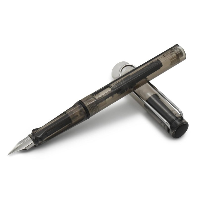 BUZZ COOL Black Fountain Ink Pen With Ink Converter Pump | Black Transparent Body Fountain Pen with Fine Nib(0.5mm) | Zero Ink Leakage Smooth Writing Ink Pen - Image 1