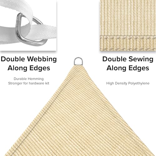 INFRANGE 10' x 10' Rectangle Sun Shade Sails Canopy UV Block for Patio Deck Pergola Yard Lawn Outdoor Activities (Sand) - Image 4