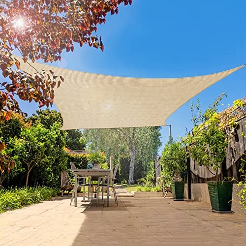 INFRANGE 10' x 10' Rectangle Sun Shade Sails Canopy UV Block for Patio Deck Pergola Yard Lawn Outdoor Activities (Sand) - Image 2